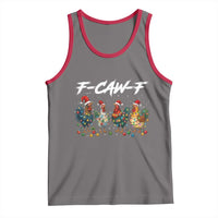 Funny F Caw F Chicken Christmas Tank Top Xmas Rooster Meme Poultry Farm - Wonder Print Shop