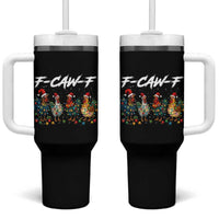 Funny F Caw F Chicken Christmas Tumbler With Handle Xmas Rooster Meme Poultry Farm - Wonder Print Shop
