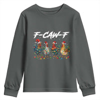 Funny F Caw F Chicken Christmas Youth Sweatshirt Xmas Rooster Meme Poultry Farm - Wonder Print Shop