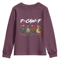 Funny F Caw F Chicken Christmas Youth Sweatshirt Xmas Rooster Meme Poultry Farm - Wonder Print Shop