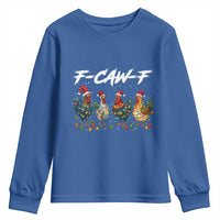 Funny F Caw F Chicken Christmas Youth Sweatshirt Xmas Rooster Meme Poultry Farm - Wonder Print Shop
