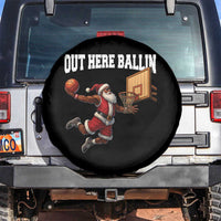 Funny Black Santa Christmas Basketball Spare Tire Cover Out Here Ballin Xmas Santa Sport - Wonder Print Shop