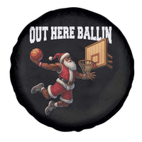 Funny Black Santa Christmas Basketball Spare Tire Cover Out Here Ballin Xmas Santa Sport - Wonder Print Shop