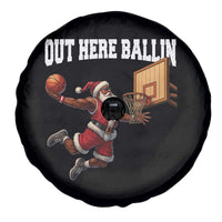 Funny Black Santa Christmas Basketball Spare Tire Cover Out Here Ballin Xmas Santa Sport - Wonder Print Shop