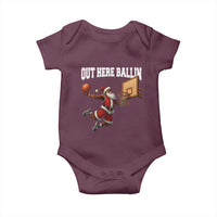 Funny Black Santa Christmas Basketball Baby Onesie Out Here Ballin Xmas Santa Sport - Wonder Print Shop