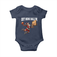Funny Black Santa Christmas Basketball Baby Onesie Out Here Ballin Xmas Santa Sport - Wonder Print Shop