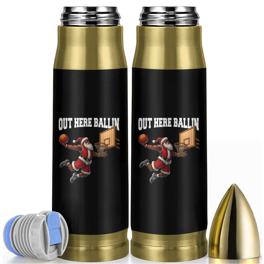 Funny Black Santa Christmas Basketball Bullet Tumbler Out Here Ballin Xmas Santa Sport - Wonder Print Shop
