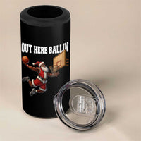 Funny Black Santa Christmas Basketball 4 in 1 Can Cooler Tumbler Out Here Ballin Xmas Santa Sport - Wonder Print Shop