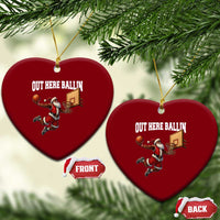 Funny Black Santa Christmas Basketball Ceramic Ornament Out Here Ballin Xmas Santa Sport - Wonder Print Shop