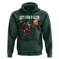 Funny Black Santa Christmas Basketball Hoodie Out Here Ballin Xmas Santa Sport - Wonder Print Shop