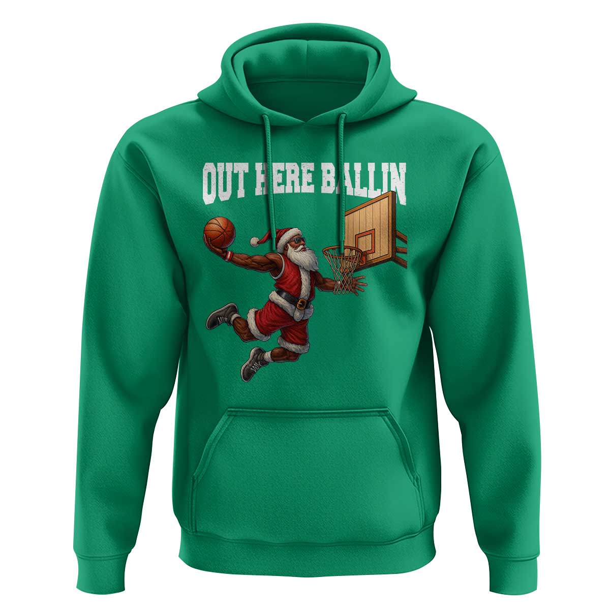 Funny Black Santa Christmas Basketball Hoodie Out Here Ballin Xmas Santa Sport - Wonder Print Shop