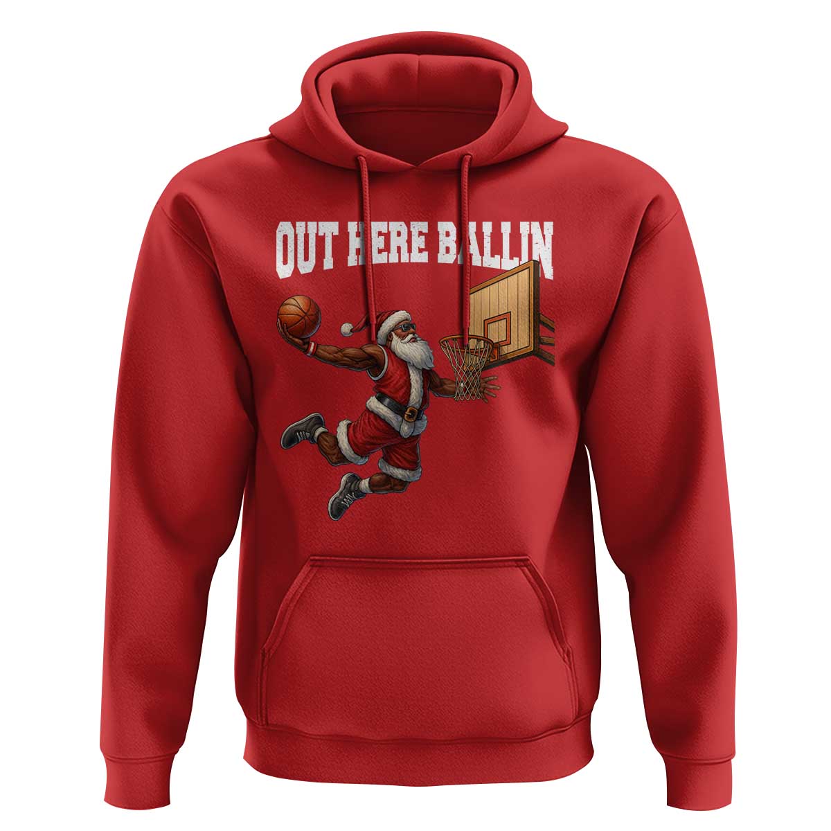 Funny Black Santa Christmas Basketball Hoodie Out Here Ballin Xmas Santa Sport - Wonder Print Shop