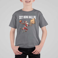 Funny Black Santa Christmas Basketball T Shirt For Kid Out Here Ballin Xmas Santa Sport - Wonder Print Shop