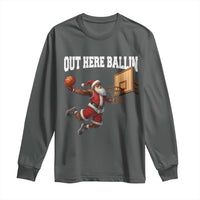 Funny Black Santa Christmas Basketball Long Sleeve Shirt Out Here Ballin Xmas Santa Sport - Wonder Print Shop
