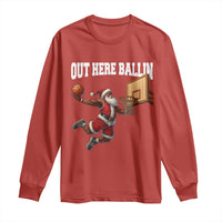 Funny Black Santa Christmas Basketball Long Sleeve Shirt Out Here Ballin Xmas Santa Sport - Wonder Print Shop