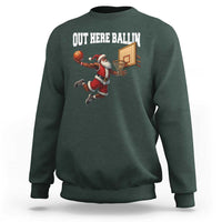Funny Black Santa Christmas Basketball Sweatshirt Out Here Ballin Xmas Santa Sport - Wonder Print Shop