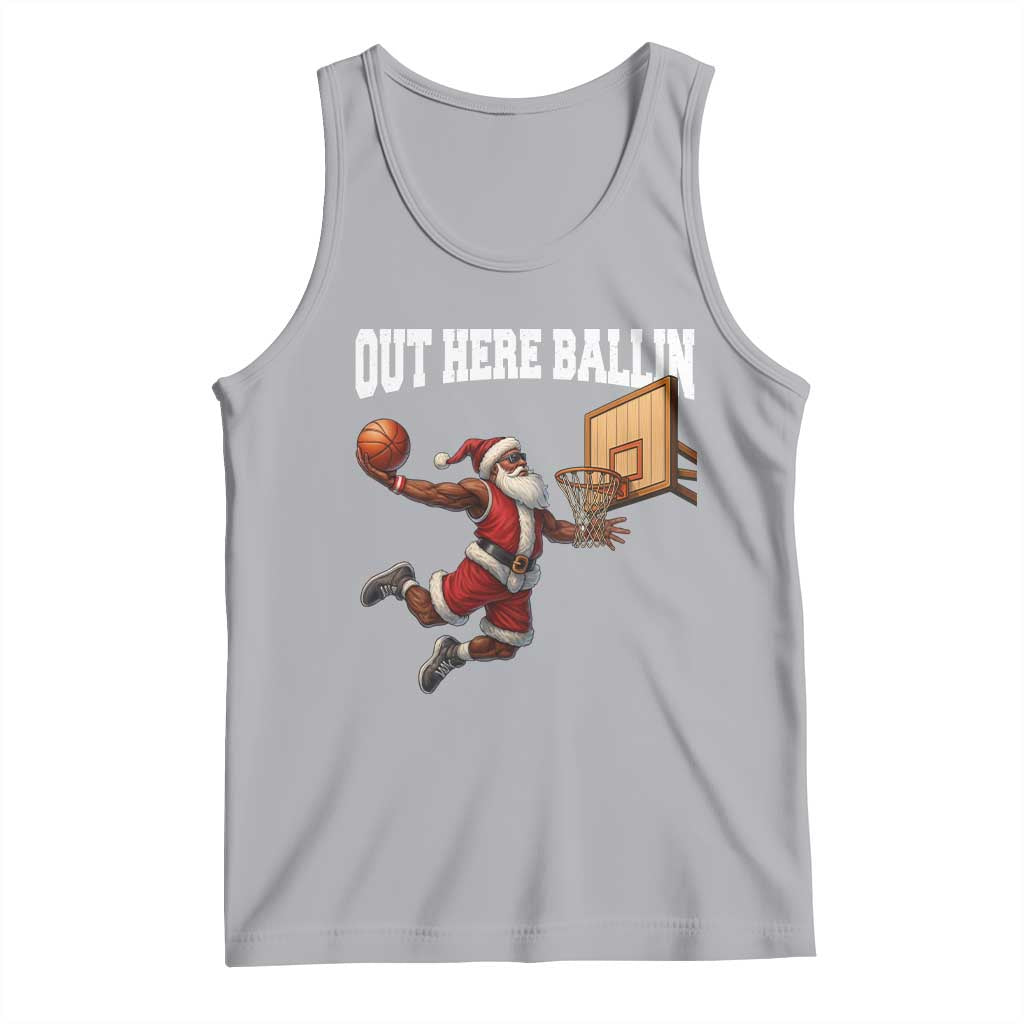 Funny Black Santa Christmas Basketball Tank Top Out Here Ballin Xmas Santa Sport - Wonder Print Shop