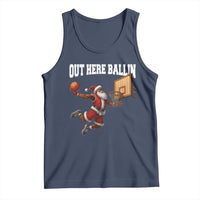Funny Black Santa Christmas Basketball Tank Top Out Here Ballin Xmas Santa Sport - Wonder Print Shop