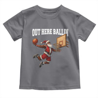 Funny Black Santa Christmas Basketball Toddler T Shirt Out Here Ballin Xmas Santa Sport - Wonder Print Shop