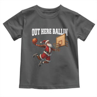 Funny Black Santa Christmas Basketball Toddler T Shirt Out Here Ballin Xmas Santa Sport - Wonder Print Shop