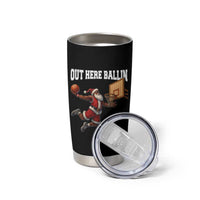 Funny Black Santa Christmas Basketball Tumbler Cup Out Here Ballin Xmas Santa Sport - Wonder Print Shop