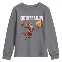 Funny Black Santa Christmas Basketball Youth Sweatshirt Out Here Ballin Xmas Santa Sport - Wonder Print Shop