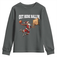 Funny Black Santa Christmas Basketball Youth Sweatshirt Out Here Ballin Xmas Santa Sport - Wonder Print Shop