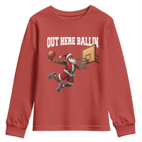 Funny Black Santa Christmas Basketball Youth Sweatshirt Out Here Ballin Xmas Santa Sport - Wonder Print Shop