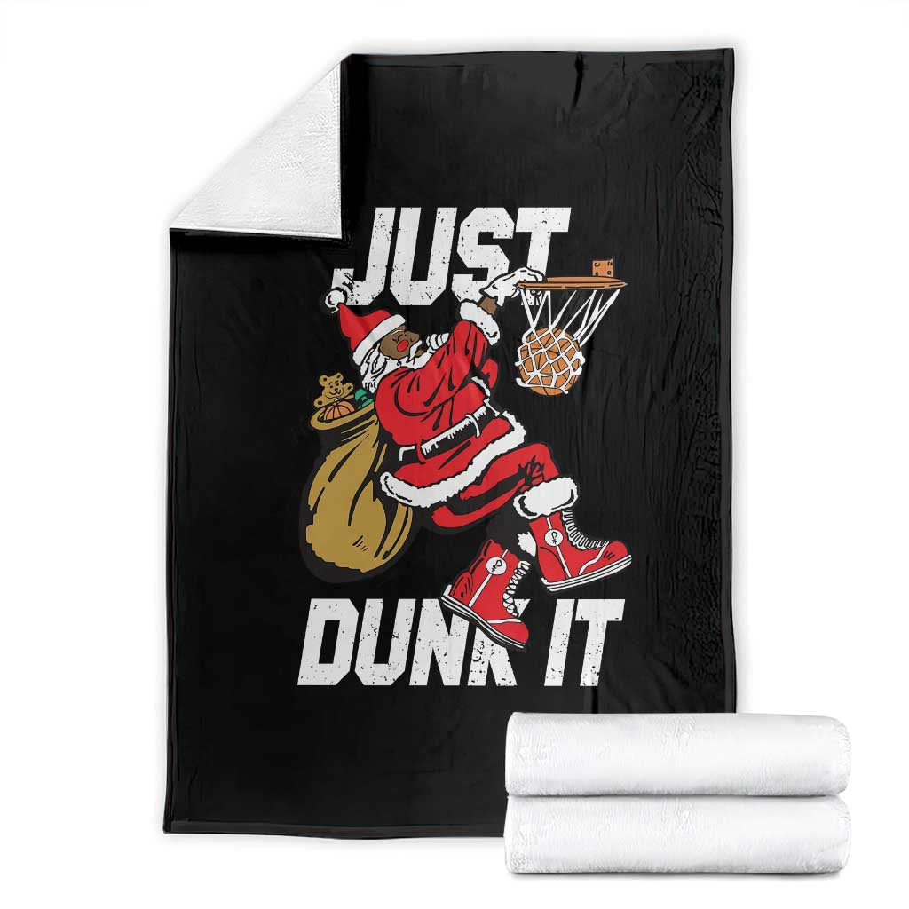 Funny Black Santa Christmas Basketball Throw Blanket Just Dunk It Xmas Sport - Wonder Print Shop
