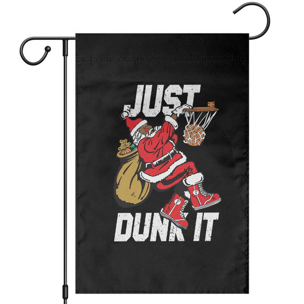 Funny Black Santa Christmas Basketball Garden Flag Just Dunk It Xmas Sport - Wonder Print Shop