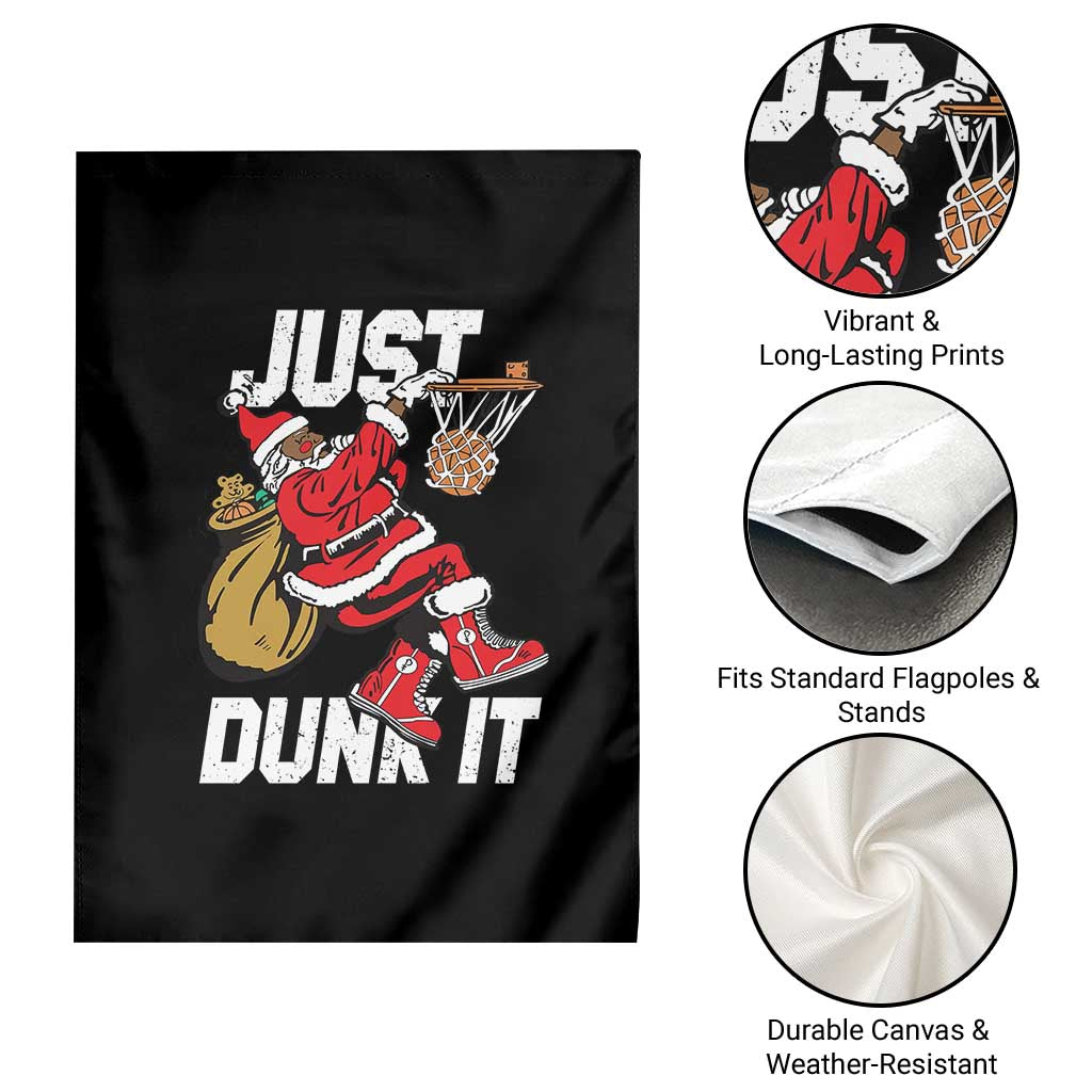 Funny Black Santa Christmas Basketball Garden Flag Just Dunk It Xmas Sport - Wonder Print Shop