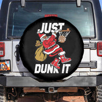 Funny Black Santa Christmas Basketball Spare Tire Cover Just Dunk It Xmas Sport - Wonder Print Shop