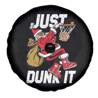 Funny Black Santa Christmas Basketball Spare Tire Cover Just Dunk It Xmas Sport - Wonder Print Shop