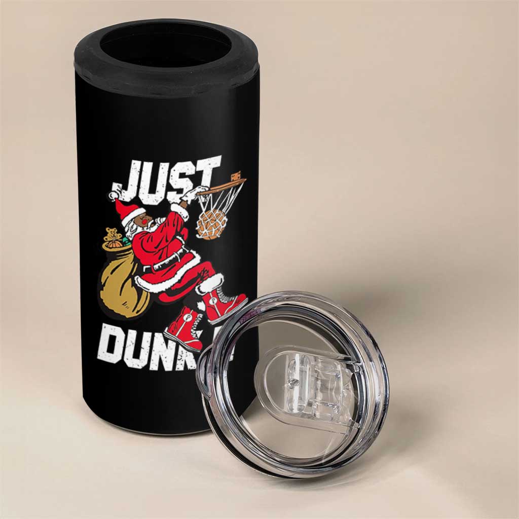 Funny Black Santa Christmas Basketball 4 in 1 Can Cooler Tumbler Just Dunk It Xmas Sport - Wonder Print Shop