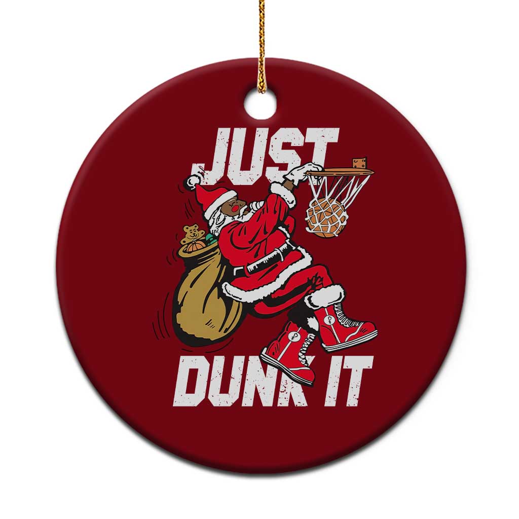Funny Black Santa Christmas Basketball Ceramic Ornament Just Dunk It Xmas Sport - Wonder Print Shop
