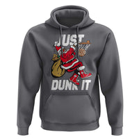 Funny Black Santa Christmas Basketball Hoodie Just Dunk It Xmas Sport - Wonder Print Shop