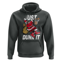 Funny Black Santa Christmas Basketball Hoodie Just Dunk It Xmas Sport - Wonder Print Shop