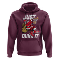 Funny Black Santa Christmas Basketball Hoodie Just Dunk It Xmas Sport - Wonder Print Shop