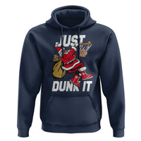 Funny Black Santa Christmas Basketball Hoodie Just Dunk It Xmas Sport - Wonder Print Shop