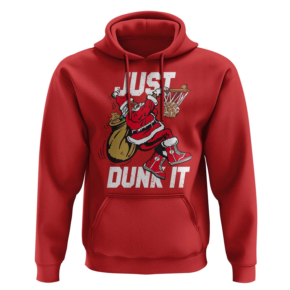 Funny Black Santa Christmas Basketball Hoodie Just Dunk It Xmas Sport - Wonder Print Shop