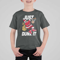 Funny Black Santa Christmas Basketball T Shirt For Kid Just Dunk It Xmas Sport - Wonder Print Shop