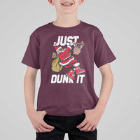 Funny Black Santa Christmas Basketball T Shirt For Kid Just Dunk It Xmas Sport - Wonder Print Shop