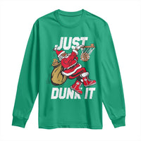Funny Black Santa Christmas Basketball Long Sleeve Shirt Just Dunk It Xmas Sport - Wonder Print Shop