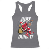 Funny Black Santa Christmas Basketball Racerback Tank Top Just Dunk It Xmas Sport - Wonder Print Shop