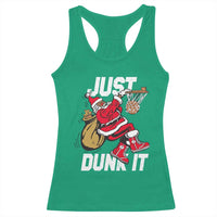 Funny Black Santa Christmas Basketball Racerback Tank Top Just Dunk It Xmas Sport - Wonder Print Shop