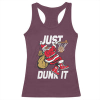 Funny Black Santa Christmas Basketball Racerback Tank Top Just Dunk It Xmas Sport - Wonder Print Shop