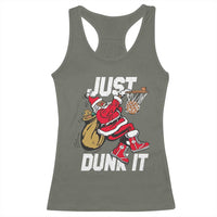 Funny Black Santa Christmas Basketball Racerback Tank Top Just Dunk It Xmas Sport - Wonder Print Shop