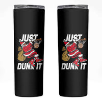 Funny Black Santa Christmas Basketball Skinny Tumbler Just Dunk It Xmas Sport - Wonder Print Shop
