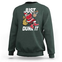 Funny Black Santa Christmas Basketball Sweatshirt Just Dunk It Xmas Sport - Wonder Print Shop