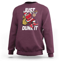 Funny Black Santa Christmas Basketball Sweatshirt Just Dunk It Xmas Sport - Wonder Print Shop